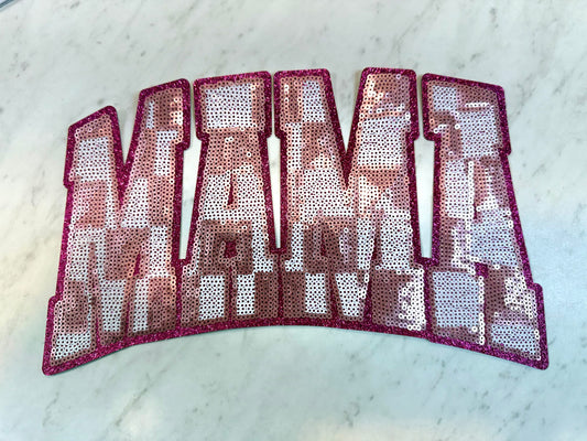 Pink and white checkered mama sequin Patch