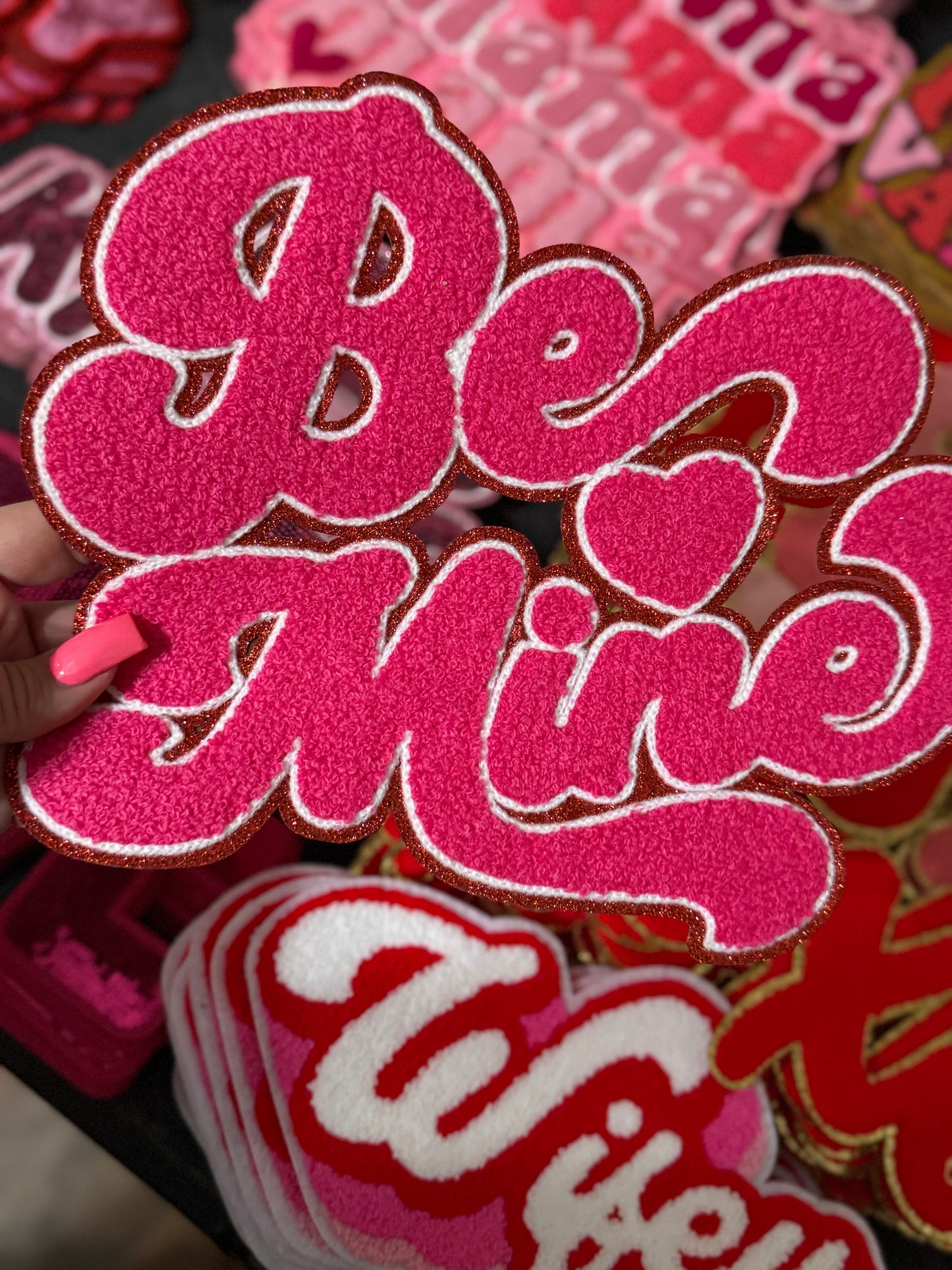 Be Mine trim red Chenille Patch