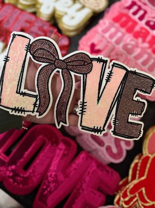 Love bow sequin patch